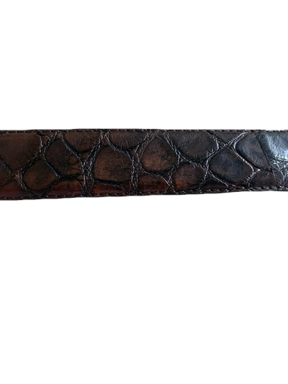 Mens 38 Rustic Rugged Brown Gold Buckle Genuine Alligator 1.5” Belt Made in USA